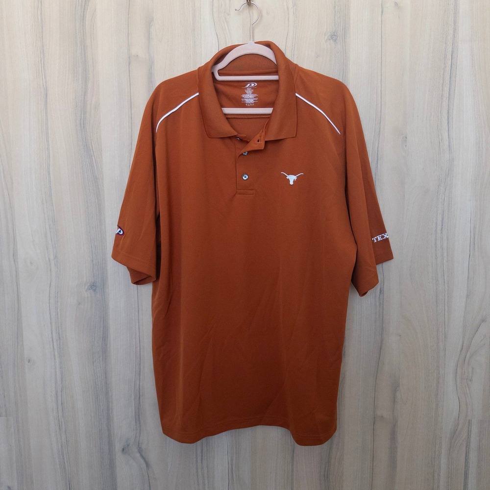 Pro Player Mens Short Sleeve Polo Shirt XL Orange Texas Longhorns Embroidered